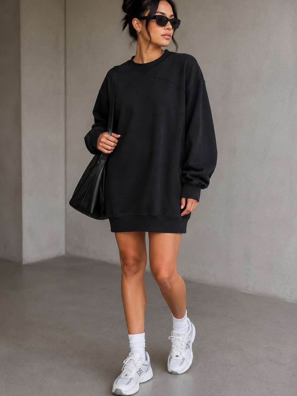 LULULEMON broken beats black oversized sweatshirt dress 6